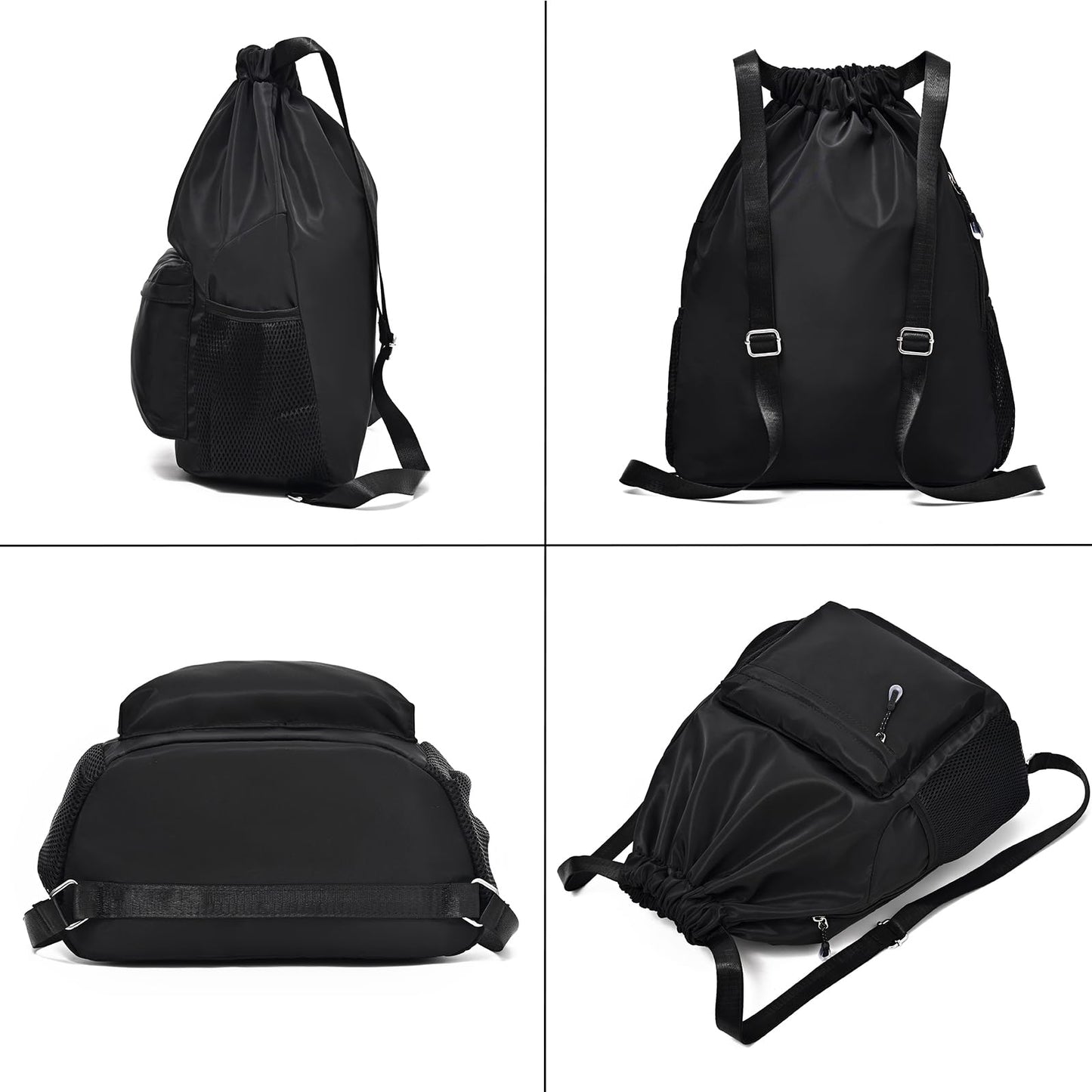 LOKAPEGY Khaki Drawstring Backpack for Women, Waterproof Drawstring Gym Bag for Men, Small Cinch Sack for Basketball, Pull String Sport Bag for Soccer.