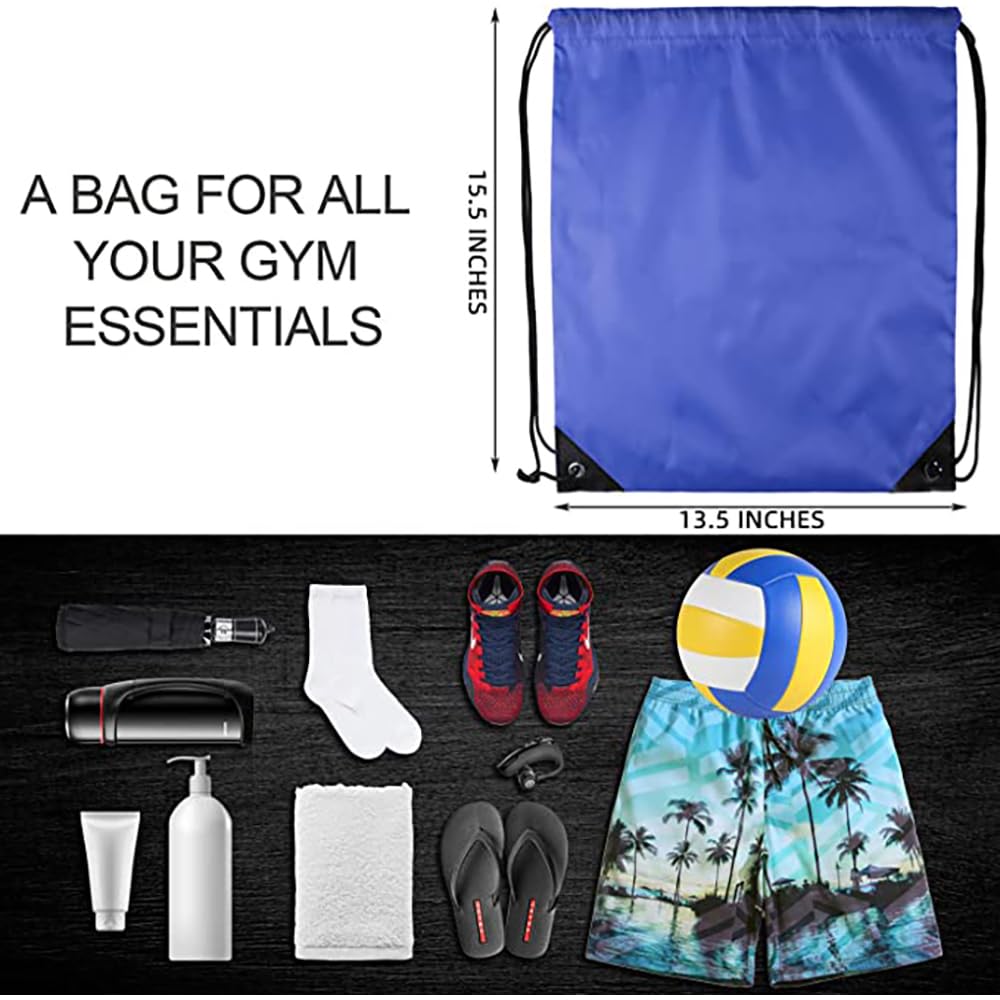 GoodtoU Drawstring Bags, Nylon Backpack Draw String Back Bag Cinch Sack Gym Bag for Sport, Traveling, Team (Blue, 80Pcs)