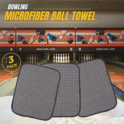 TonGass (3-Pack Microfiber Bowling Ball Towel 10 Inches x 8 Inches Premium Quality Bowling Ball Shammy Pad with Easy-Grip Dots