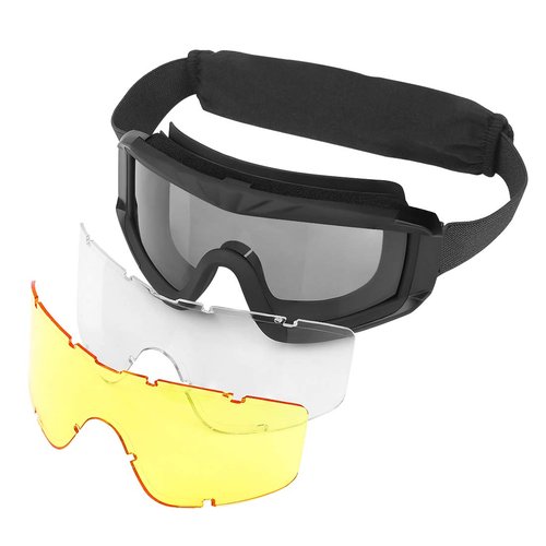 xaegistac Airsoft Goggles, ANSI Z87.1 Certified Tactical Safety Goggles Anti Fog Military Eyewear with 3 Interchangable Lens for Paintball Riding Shooting Hunting Cycling (Black)