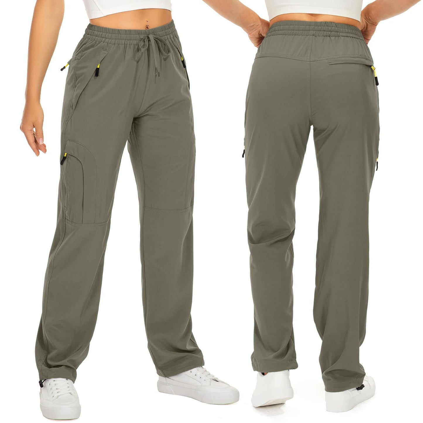Toomett Women's Hiking Cargo Pants Quick Dry UPF50+ Outdoor Pants for Women Fishing Safari Travel Pants with Pockets,6608,Light Green,L