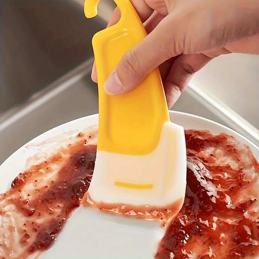 1pc Heat-resistant Silicone Spatula Rubber Kitchen spatula For Baking, Scraping Non-stick cookware, safe and Flexible for Cooking Removes Residue from Pots and Pans Yellow