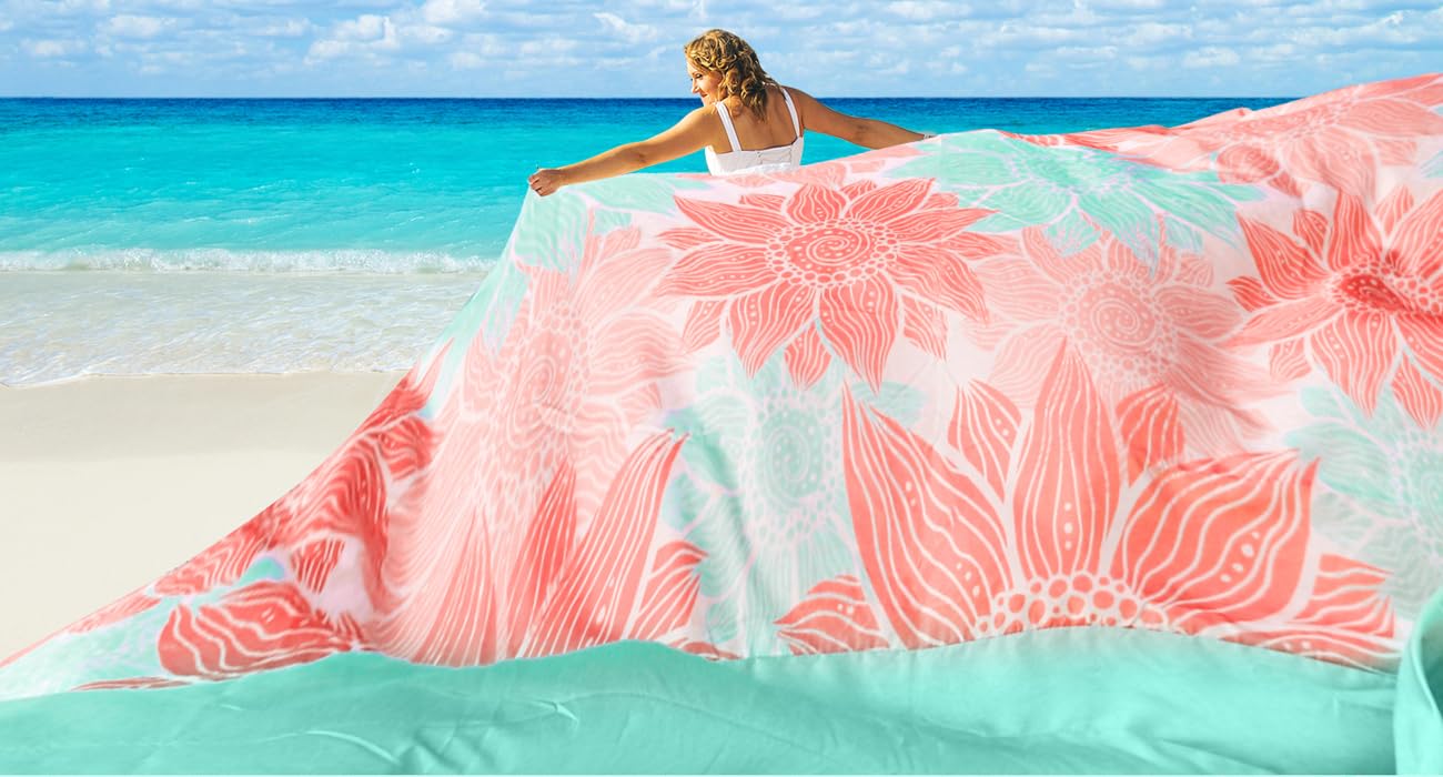 HIHOHO Waterproof Sandproof Beach Blanket Mat for 1-8 Adults, Quick Drying