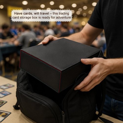 Trading Card Storage Box (3000+ Cards Capacity) – Magnetic MTG Deck Box, Waterproof PU Leather, Thickened Material – Includes 24 Dividers, 4 Card Stands, 6 Cleaning Cloths – Card Box for TCG & YuGiOh