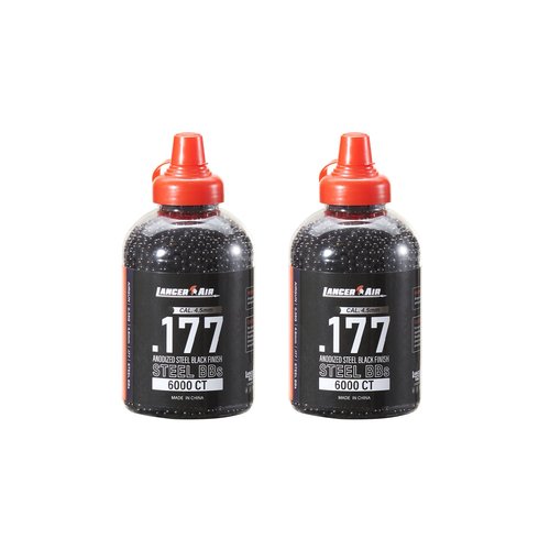 Lancer Tactical 4.5mm / .177 Cal Steel BBS - Anodize Steel Black Finish (6000 Count) Pack of 2