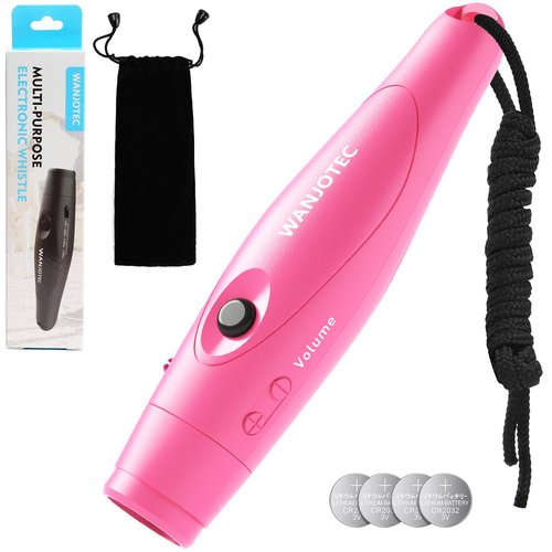 WANJOTEC Electronic Whistle for Teacher Coache, 3 Tones Adjustable 130db Loudest High Volume Handheld Emergency Electric Whistles for Referee, P.E.Outdoor Sports Whistles with Lanyard (Pink)
