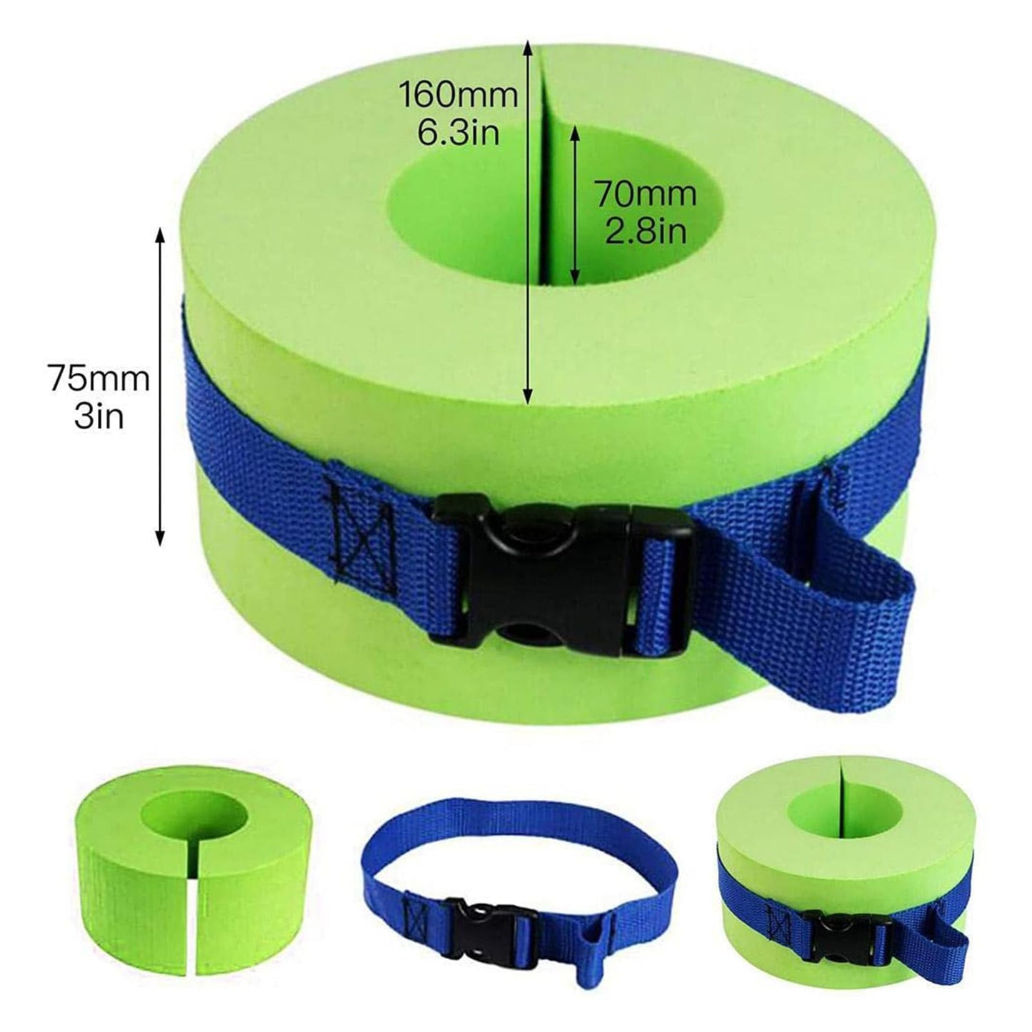 2 Pieces Foam Swim Aquatic Cuffs Equipment Water Aerobics Float Ring with Detachable Hook and Loop Fastener Fitness Workout Set for Swimming Fitness Training Pool Exercise for Arms Ankles