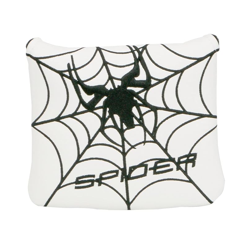 White Spider Embroidery Golf Putter Head Cover with Magnetic Closure