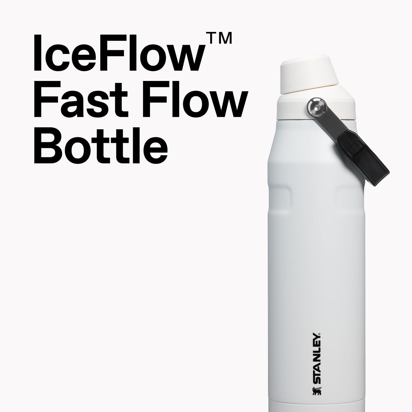 Stanley IceFlow Fast Flow Water Bottle 24 oz | Angled Spout Lid | Lightweight and Leakproof for Travel and Sports | Insulated Stainless Steel | BPA-Free | Ash