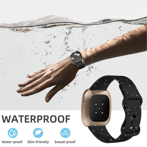 Odbeai Compatible with Fitbit Sense&Sense2 Bands/Versa 3&4 Bands Women Men,Soft Replacement Wristbands Sport Band Strap Accessories for Versa 3&4/Sense&Sense2 Smart Watch(Large, Black)