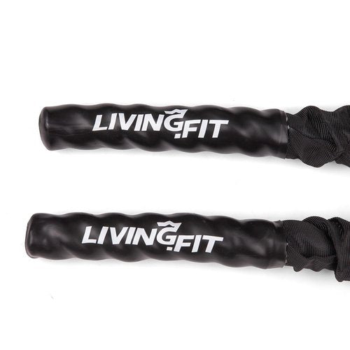 Living.Fit Battle Rope - Braided Construction, Ideal 50 Foot Length, Variable Diameter for Intense Workouts (Canvas Covered, 1.5 Inch Diameter)