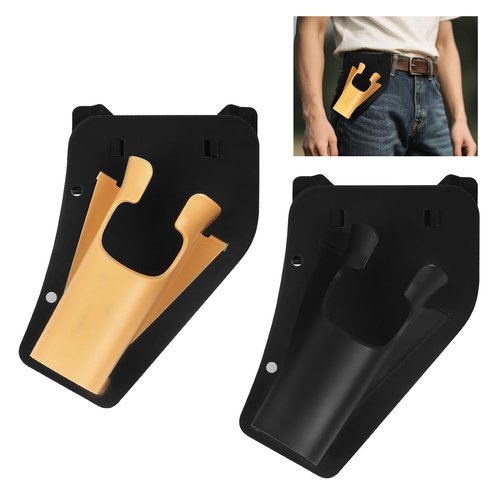 Slide-in Fishing Rod Hip Holster: Hands-Free Rod Holder Pole Gear with Stash Pocket for Fly & Bank Fishing (Black)
