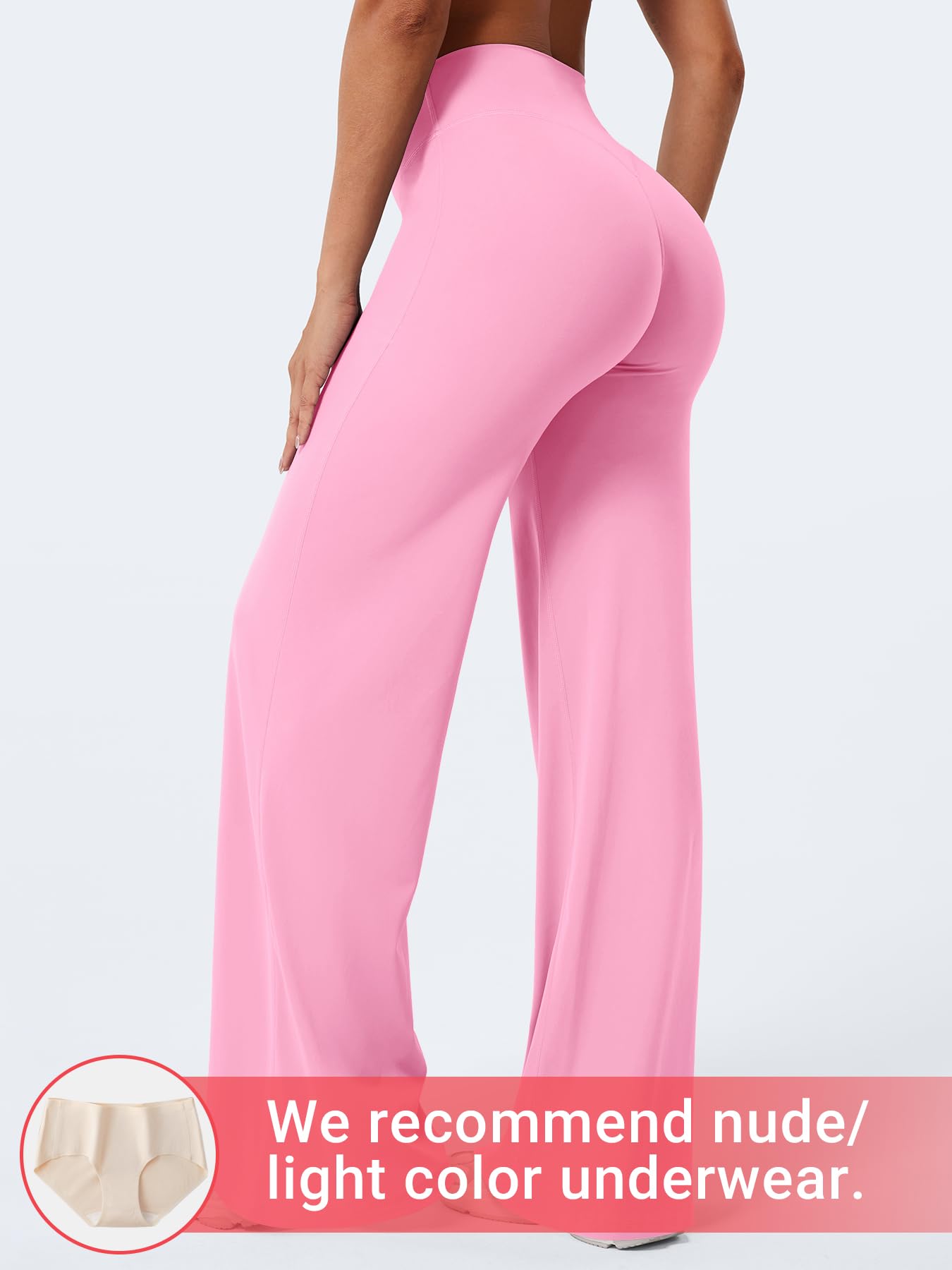 YEOREO Workout Leggings Womens No Front Seam Straight Leggings 33" High Waist Buttery Eddiy Gym Yoga Pants Bubblegum Pink L