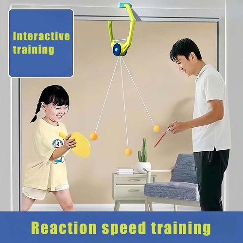 Upgraded Door Ping Pong Game Over The Door, Adjustable Doorway Game Pingpong Trainer, Hanging Table Tennis Trainer Portable Set, Indoor Ball Games Unisex (1set)