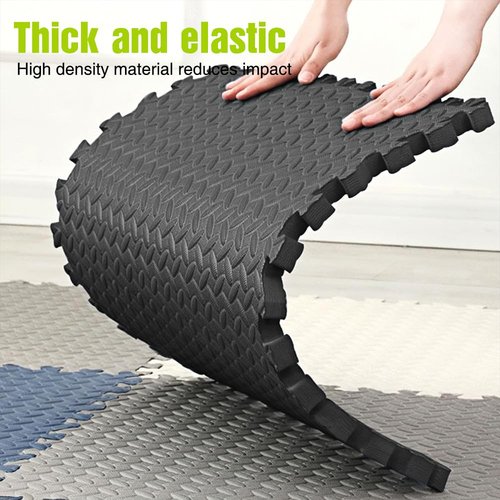 [Upgraded Version] 24"x24" EVA Foam Floor Tiles (1/2" Thick) – Interlocking Gym Mats for Home, Garage, Playroom – Non-Slip, Shock-Absorbent Exercise & Kids Play Mat (Set of 24 pcs,Black)