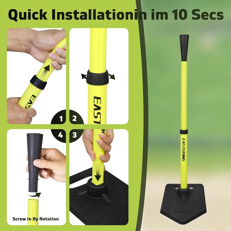 Eastgoing Yellow Baseball Tee for Kids - Adjustable 19-32 in Telescoping Hitting Tee