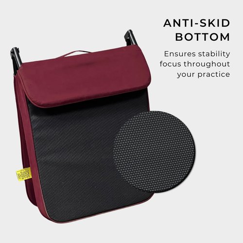 Friends of Meditation Relaxing Buddha Meditation Chair | Detachable Rectangular Back Support & Zafu Cushion | Portable Folding Chair | Floor Chair with Back Support | Yoga Chairs for Adults | Maroon