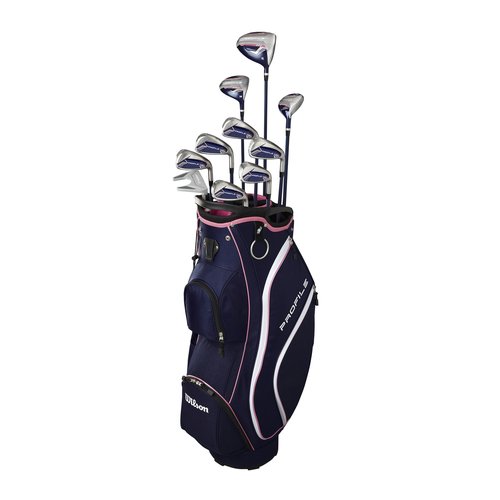 Wilson Women's Profile Complete Golf Set with Cart Bag - Right Hand, Petite, Ladies, Navy/Rose Gold/Silver