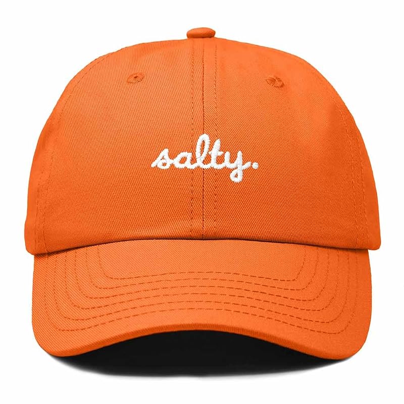 DALIX Salty Embroidered Cotton Baseball Cap - Adjustable One Size, Orange Variation