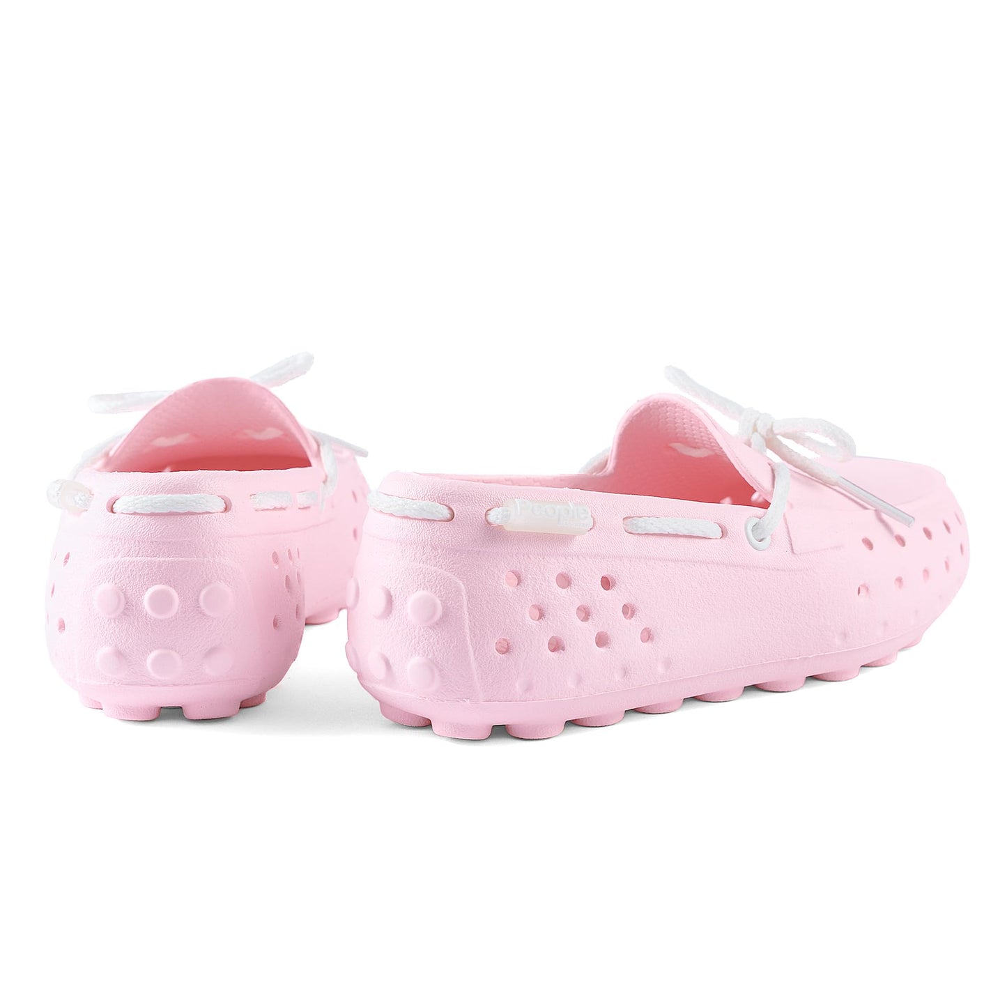 People Footwear Senna Kids - Waterproof Slip-On Rubber Loafers, Lightweight Durable Boat Shoes for Boys & Girls, Non-Slip Water Shoes for Outdoors (Cutie Pink/Yeti White)