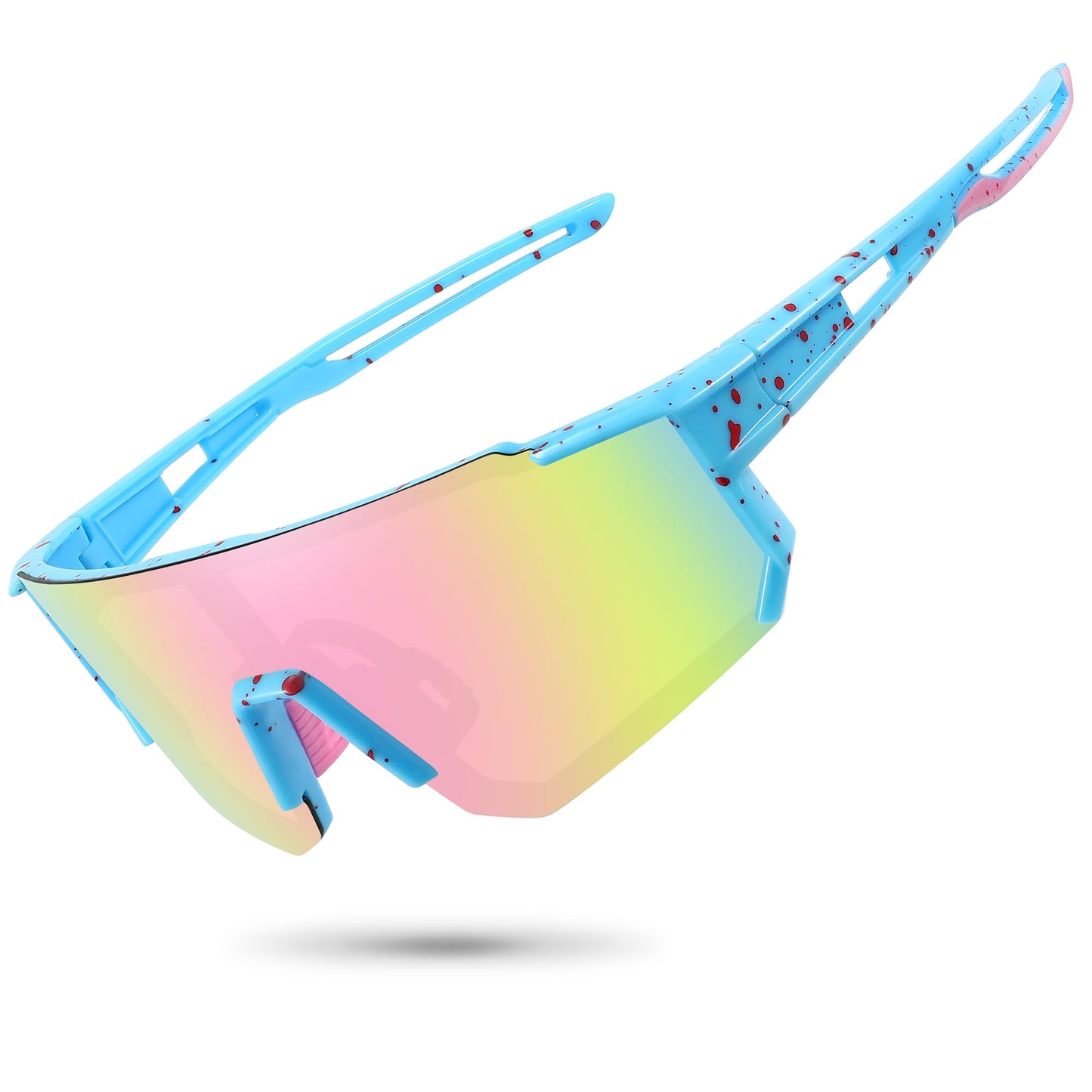 STORYCOAST Polarized Sports Sunglasses for Men Women,Bike Glasses Driving Fishing Cycling Mountain Bike Sunglasses UV400 Protection 1-(A) Blue-Pink