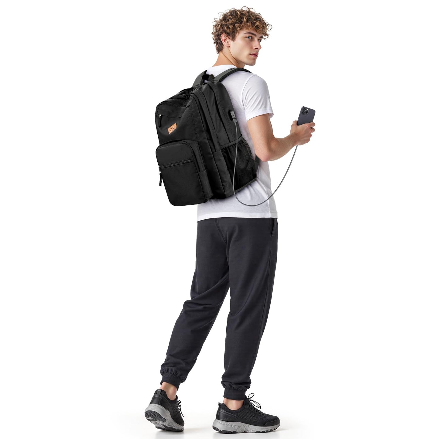 ZORFIN 36L Backpack for College, and Travel: Water Resistant Bookbag - Steel blue