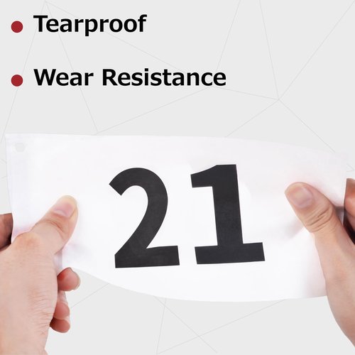 Azarxis Running Bib Competitor Numbers with Safety Pins, Tyvek Tearproof Waterproof 4" x 7" for Marathon Races Events (1-50)