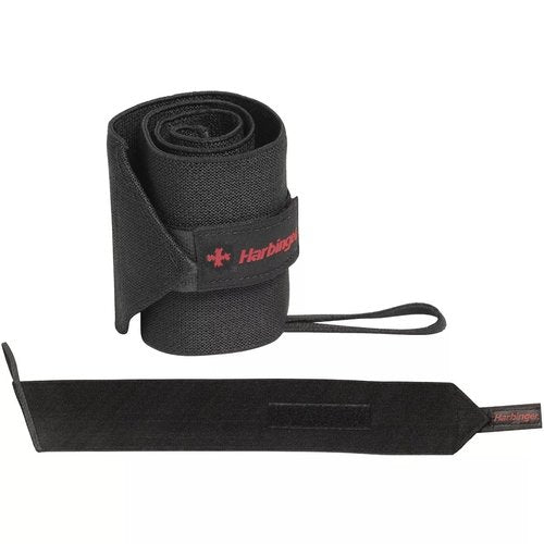 Harbinger Pro 20-Inch WristWraps with Thumb Loop for Weightlifting (pair) , Black