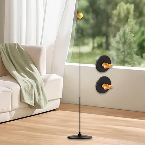 Menolana Boxing Reaction Ball Boxing Reflex Ball Fitness with Paddles Home Gym with Suction Cup Base Professional Table Tennis Trainer, Black