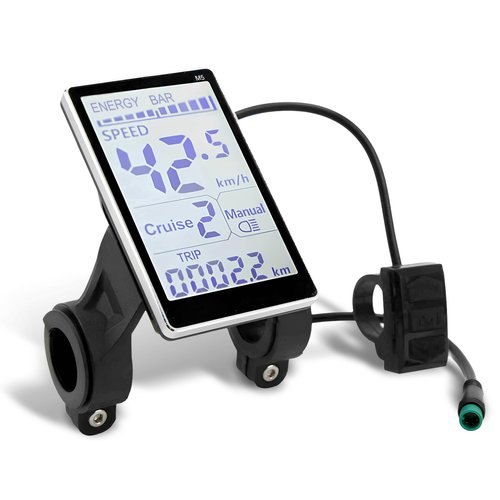 E Bike Display, Electric Bike LCD Display Bike Odometer 24v 36v 48v 60v 5 Pin E Scooter Display M5 Panel Meter Screen for 31.8 22.2mm Handlebar