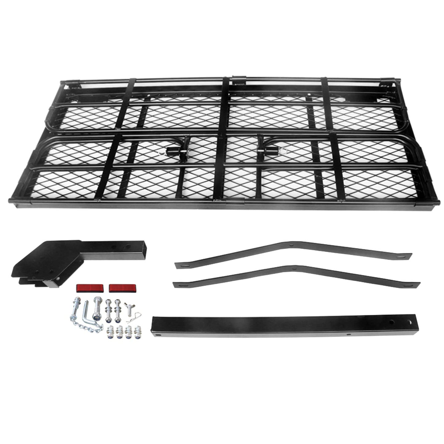OKLEAD Hitch Mount Cargo Carrier 60" x 24" x 14.4" Folding Cargo Rack Rear Hitch Tray Luggage Basket with 400 LB Capacity Fits 2" Receiver for Car SUV Pickup