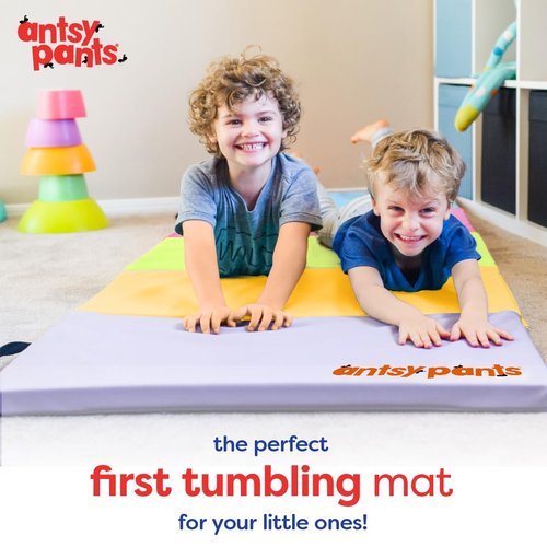 Antsy Pants Tumbling Mat – Gymnastics Mat, Easy to Clean Gym Mat, Sturdy, Foldable Tumbling Mat for Kids, Padded, Lightweight, Portable, Carrying Handle, Gymnastics Equipment for Activity Play