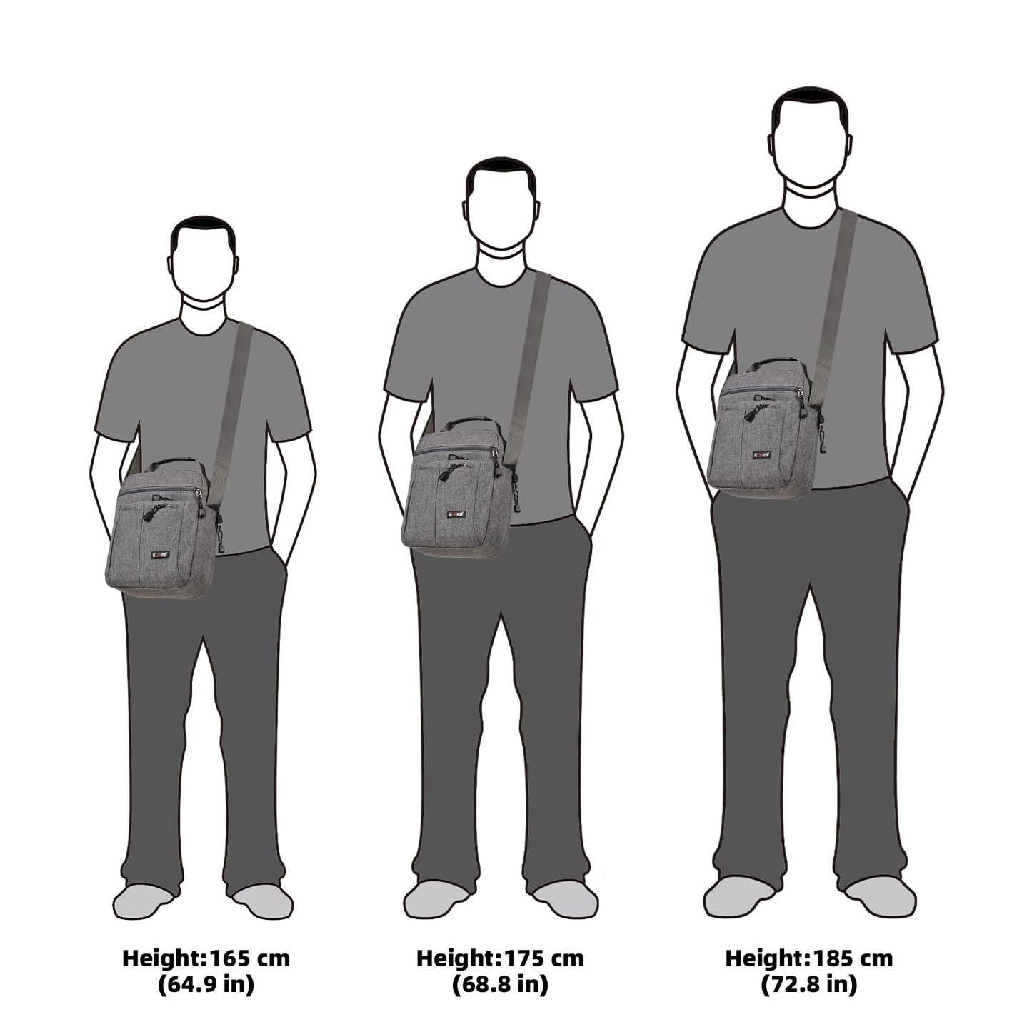KL928 Men's Messenger Bag - Crossbody Shoulder Bags Travel Bag Man Purse Casual Sling Pack for Work Business(Large Version,Grey)