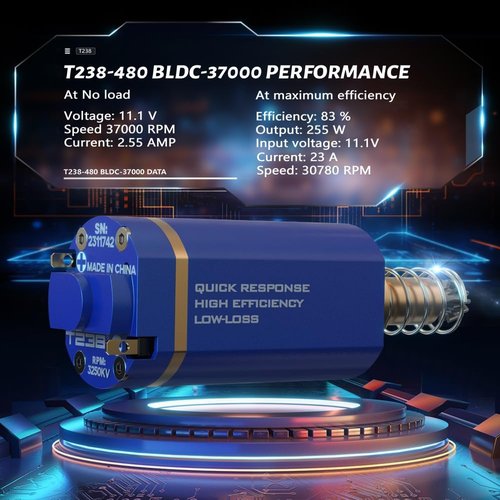 T238-QRBLS480 Airsoft Brushless Motor High Thermal Efficiency High Torque & Speed AEG Brushless Motor for Airsoft