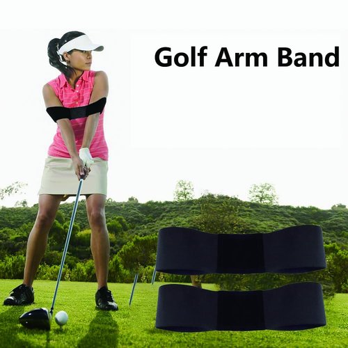 HMPBEFU 2 Pack Golf Swing Arm Band Golf Swing Training Aid Elastic Swing Correcting Trainer Band