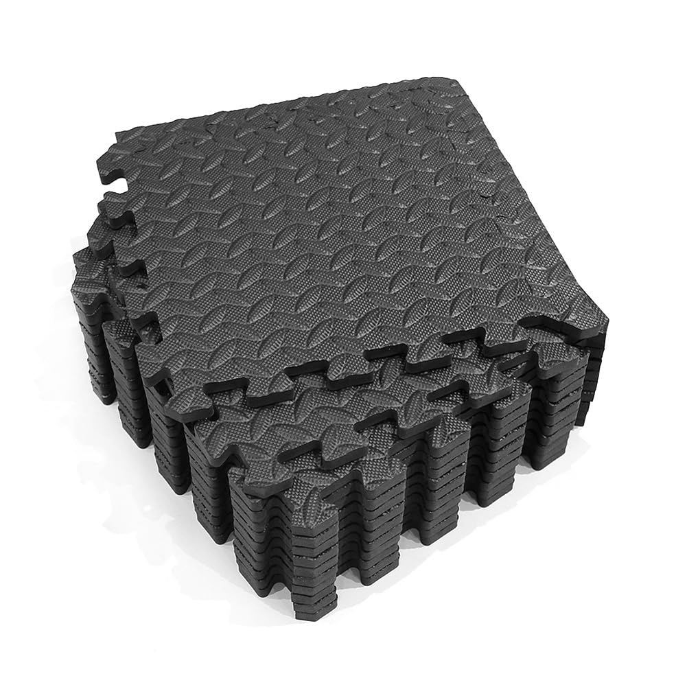 12Pack Home Gym Mat 12''x12''x0.47'' Puzzle Exercise Mat for Home Workout Equipment,Interlocking EVA Foam Floor Tiles Square Floor Protection (Black)