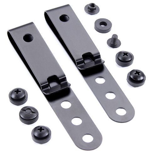 HolsterSmith Universal Metal Belt Clip for Holster Making - (Model 5) - (3-Hole) - (Tactical Black) - (w/SPTHA Mounting Hardware) - (2 Pack)