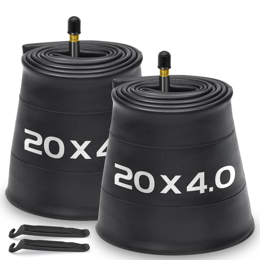 2 Pack 20x4 Fat Tire Bike Inner Tubes with AV 32mm Valve, Premium Butyl Rubber 20 x 3.5-4.5" Inner Tube with 2 Tire Levers, 20 x 4.0 Fat Tire Tube for Road/Mountain/E Bike by Hydencamm(2 of One Size)