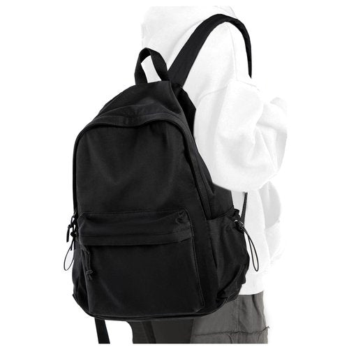 PAUBACK Black School Backpack for Girls Women Waterproof High School Book Bag Cute Backpack for Men Teens Boys, Lightweight Simple Middle School Back Pack Daypack