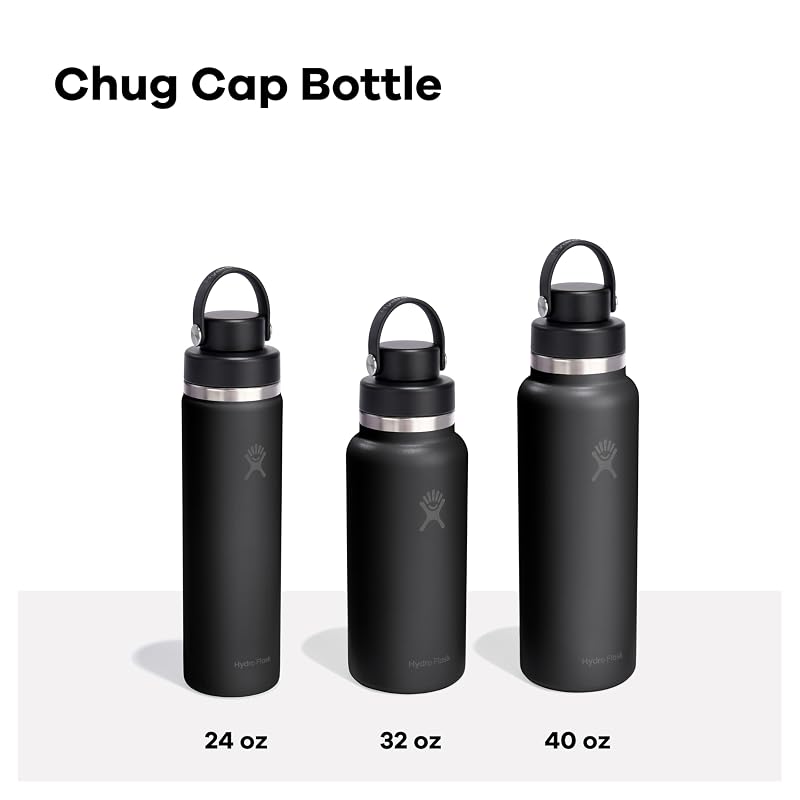 40 Oz Hydro Flask Wide Mouth Insulated Stainless Steel Water Bottle with Flex Chug Lid - Black