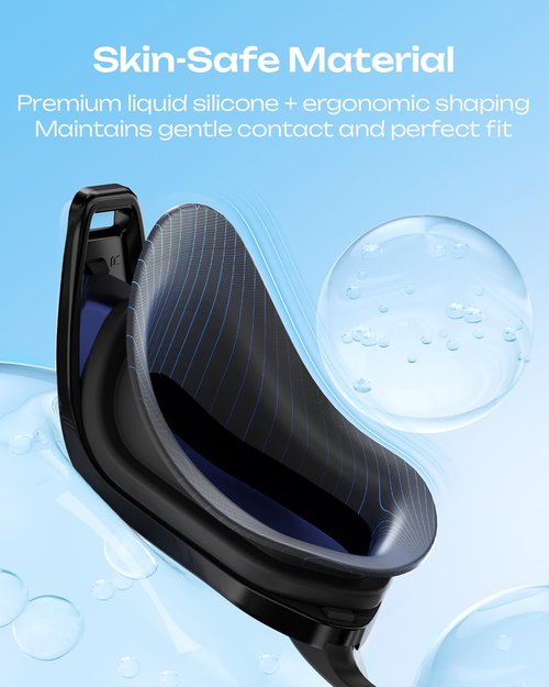 OLANRUN Swim Goggles, Unisex Adult Swimming Goggles for Men Women Youth - Anti Fog, Anti UV, No Leakage, HD Wider View (A1 (Black Frame + Gold Lens))