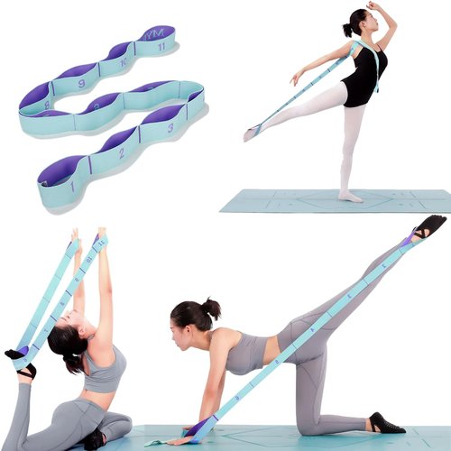 Stretch Straps, Elastic Yoga Stretching Strap with Adjustable 11 Loops, Fitness Leg Stretch Band for Physical Therapy Dance Yoga Ballet Pilates Gymnastics Exercise Flexible Pilates Stretch Band