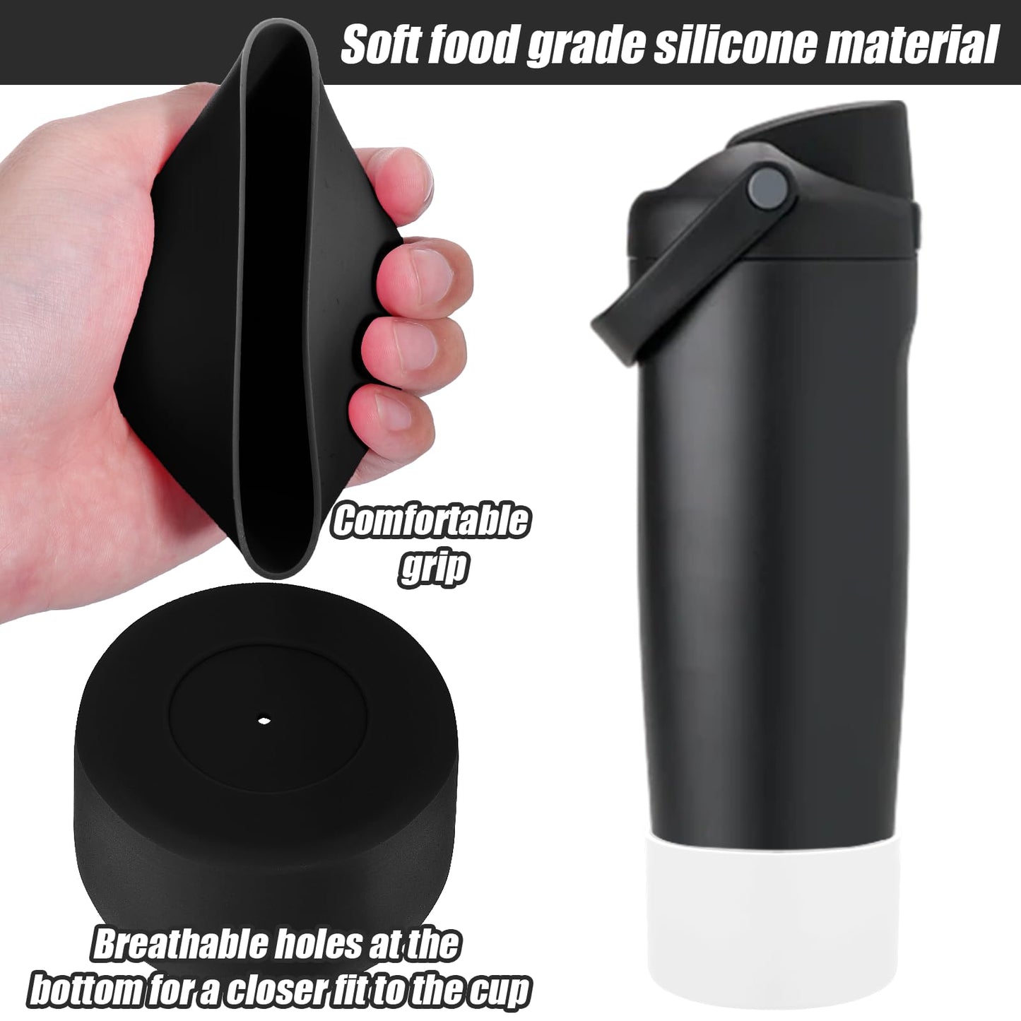 Mity rain 2PCS Protective Silicone Boots for Owala 30oz & 40oz FreeSip Sway Bottles & Tumblers - Accessories for owala, Enhances Stability & Prevents Scratches (Black & White)