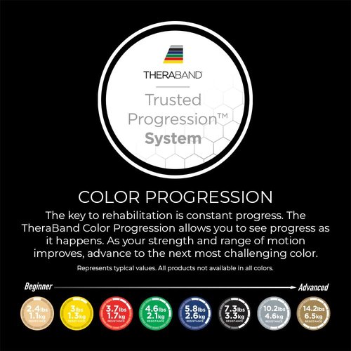 THERABAND Professional Latex Resistance Bands For Rehabilitation, Portable Fitness and Workout, Home Exercise, 5 Foot, Red, Medium, Level 3, Individual Package