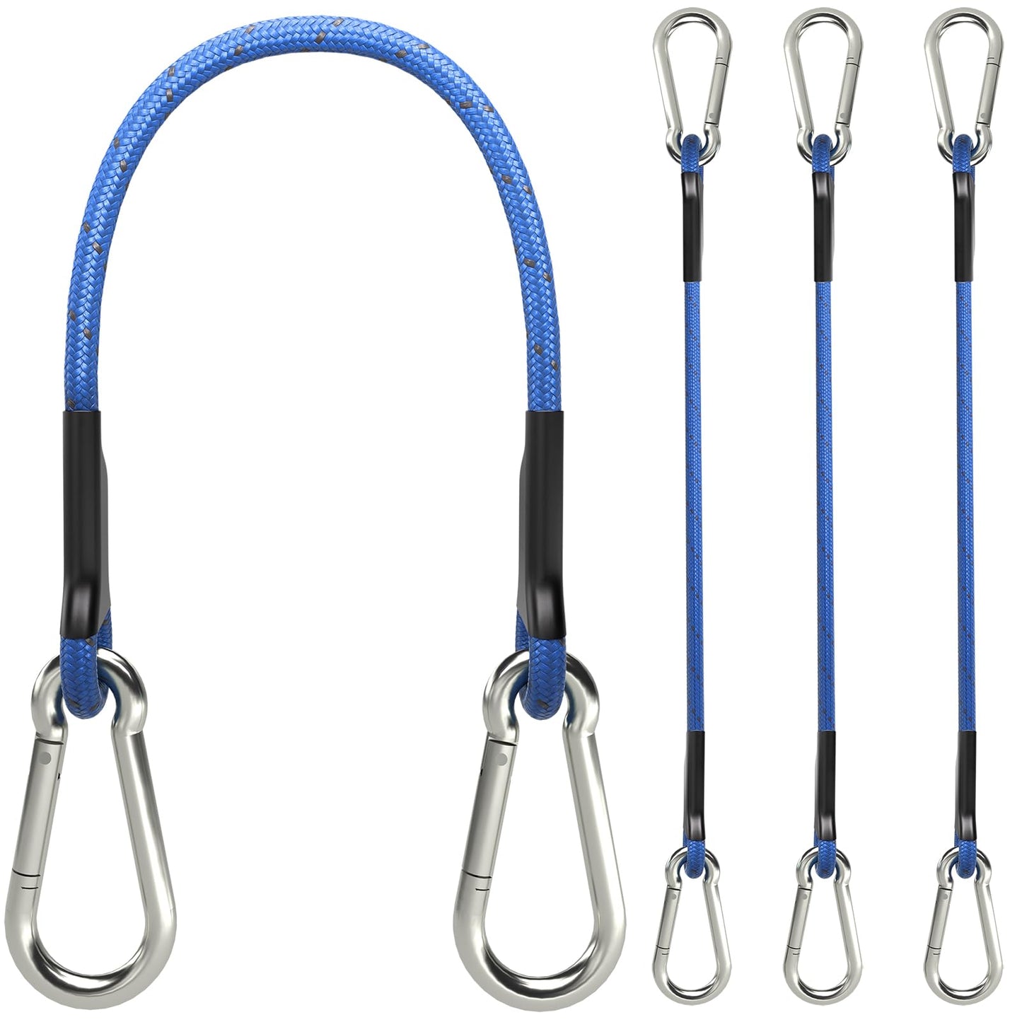 sprookber 8 Inch Bungee Cords with Stainless Steel Carabiner, Heavy Duty Strong Bungee Cords for Camping, Tarps, Bike Rack, Hand Carts etc, Set of 4