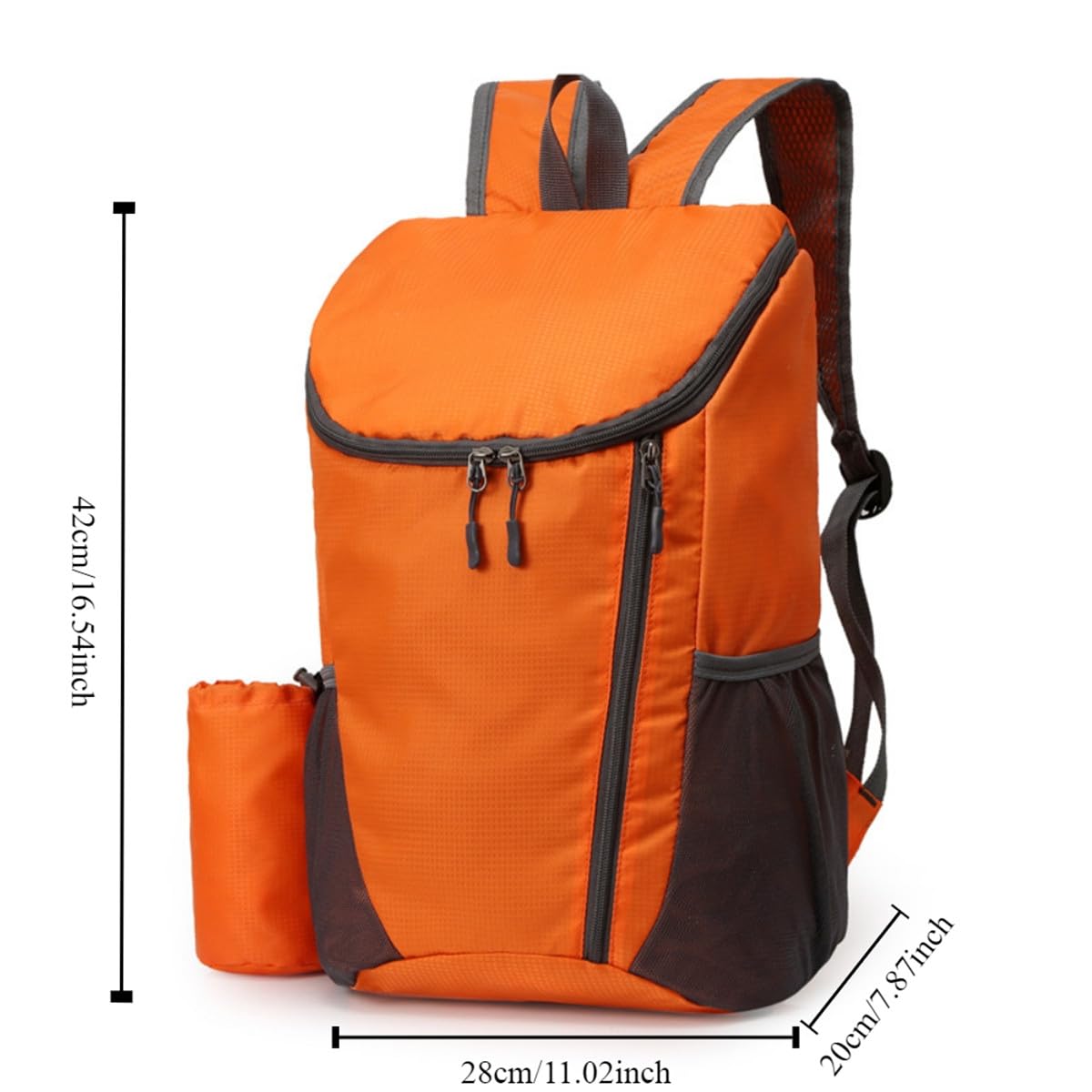 AUUEYY Portable Foldable Backpack Folding Mountaineering Bag, Ultralight Outdoor Cycling Rucksack, Travel Hiking Knapsack (Orange)