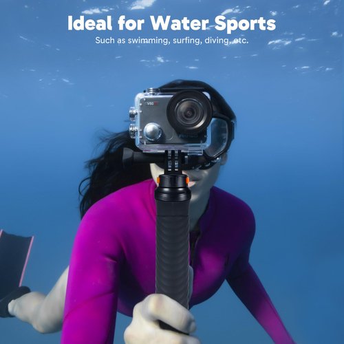 AKASO V50X Native 4K30fps WiFi Action Camera with EIS Touch Screen 4X Zoom 131 feet Waterproof Camera Support External Mic Remote Control (with Floating Hand Grip and Carry Bag)