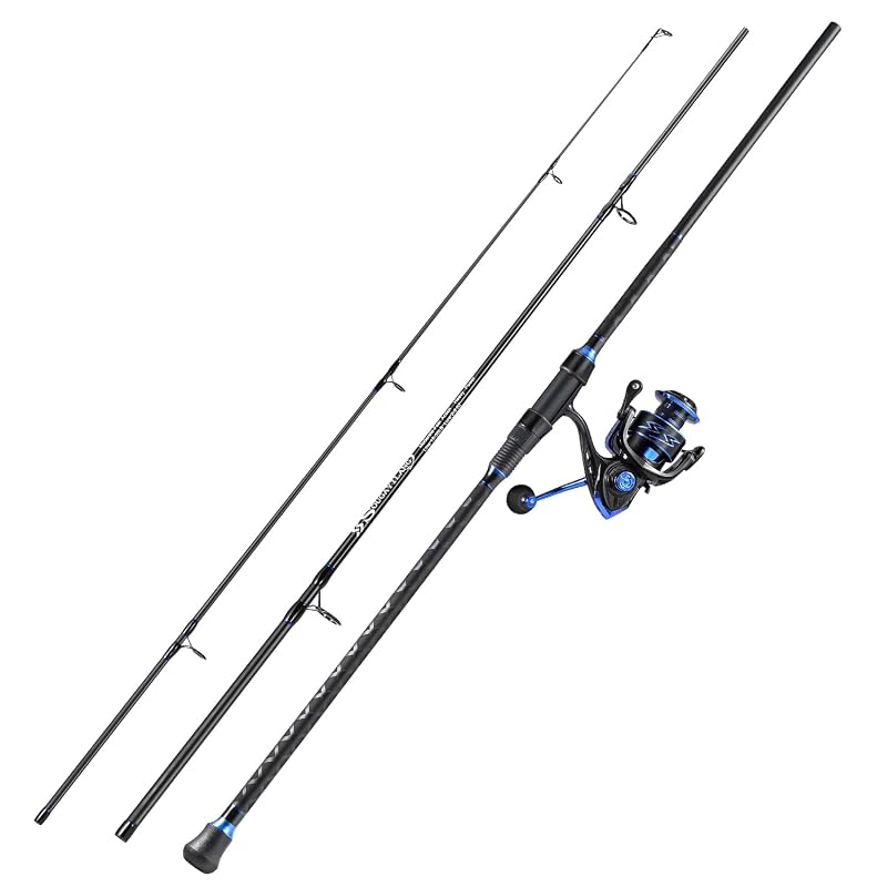 Sougayilang Spinning Reel & 2-Piece Fishing Rod Combo - 9' Blue, Right/Left Handle