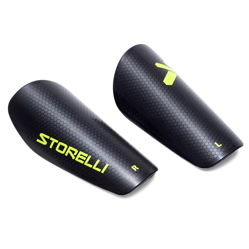 Storelli Slip-In Soccer Shin Guards for Adults, Youth & Kids - Black, Large