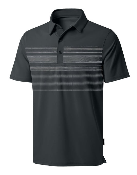 G Gradual Men's Golf Shirts Quick Dry Moisture Wicking Performance Short Sleeve Collared Polo Shirts for Casual Athletic Business (Deep Grey Stripes, XXL)